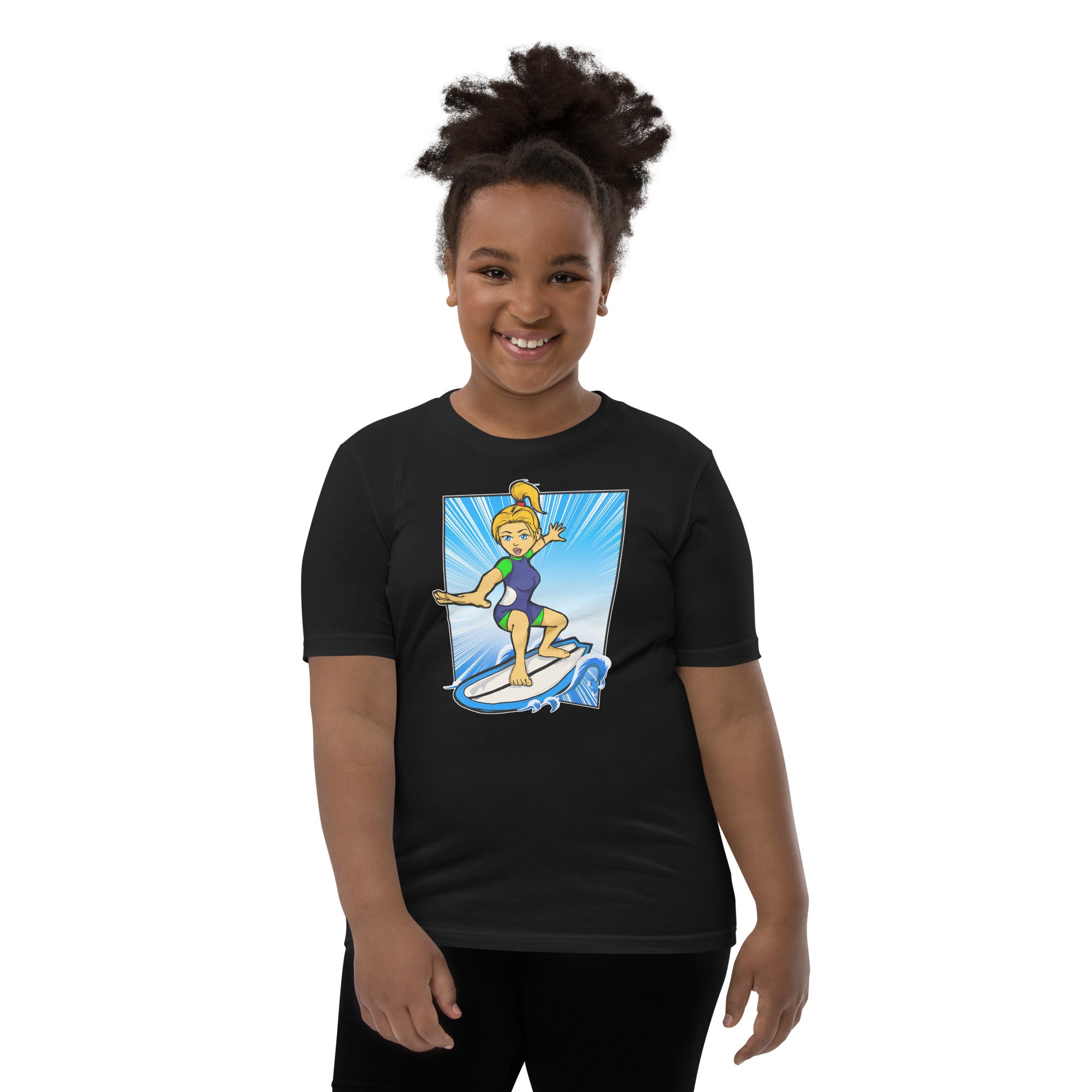 Bee Surfing Youth Girls Short Sleeve T-Shirt