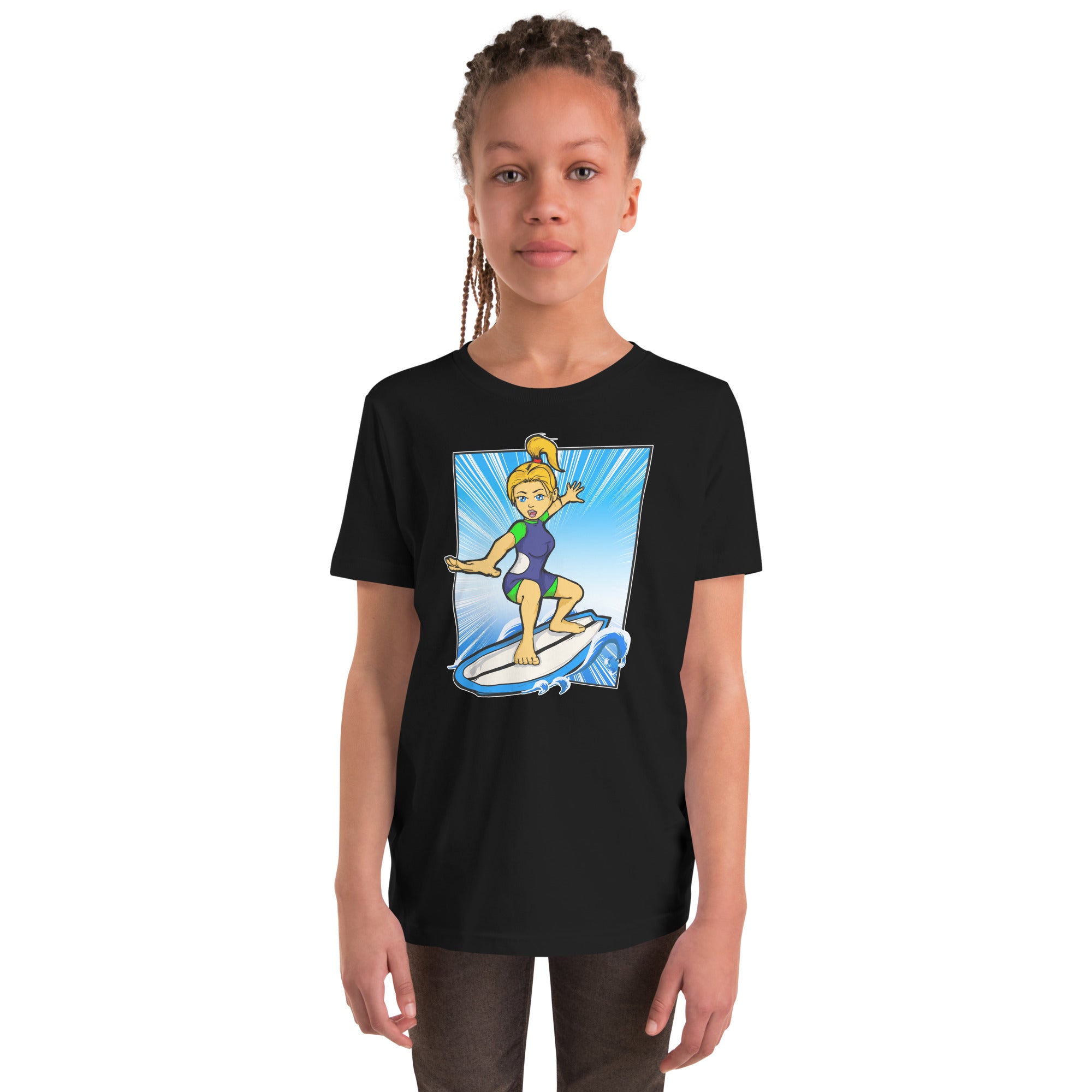 Bee Surfing Youth Girls Short Sleeve T-Shirt