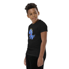 Dinky Dino Blue Youth Boys Short Sleeve T-Shirt