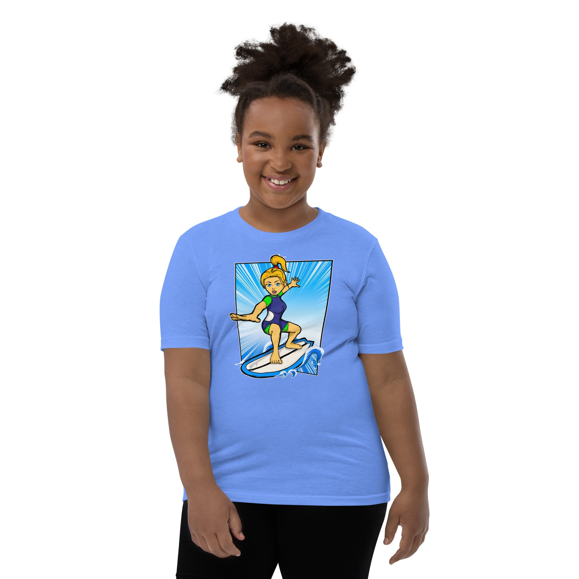 Bee Surfing Youth Girls Short Sleeve T-Shirt