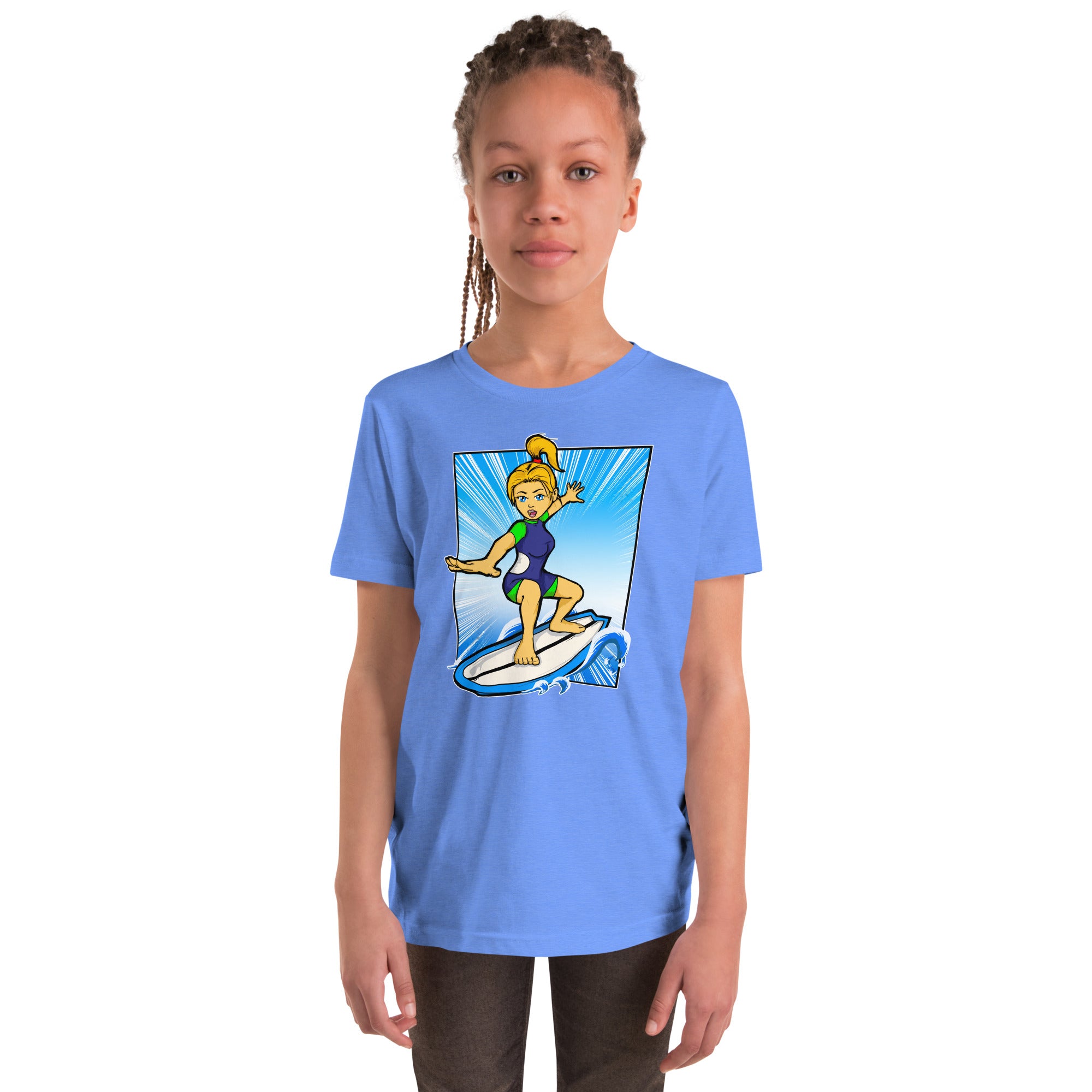 Bee Surfing Youth Girls Short Sleeve T-Shirt