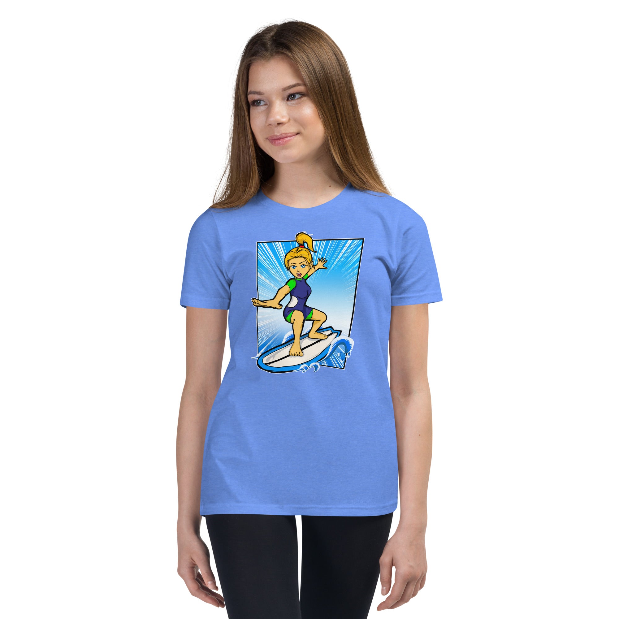 Bee Surfing Youth Girls Short Sleeve T-Shirt