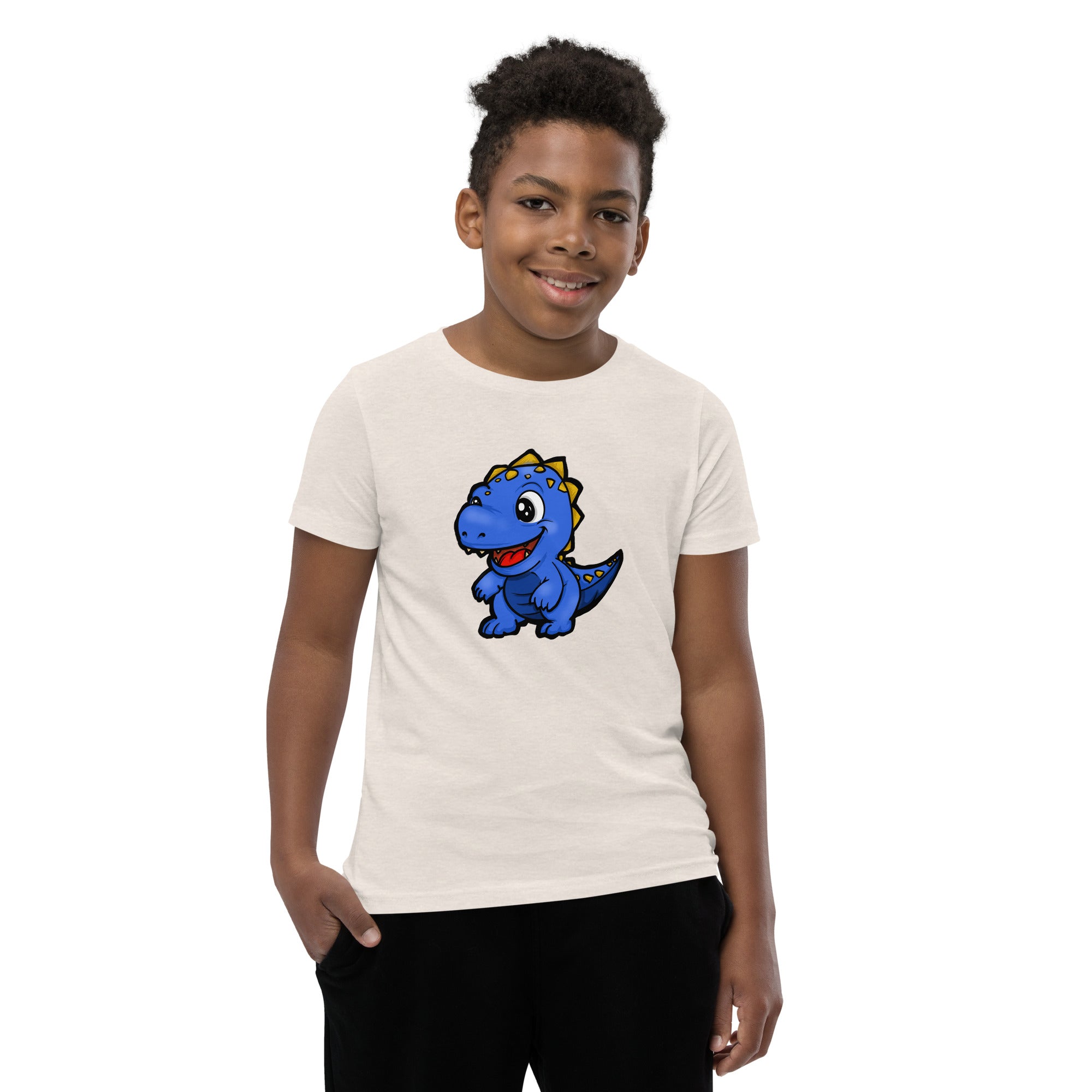 Dinky Dino Blue Youth Boys Short Sleeve T-Shirt