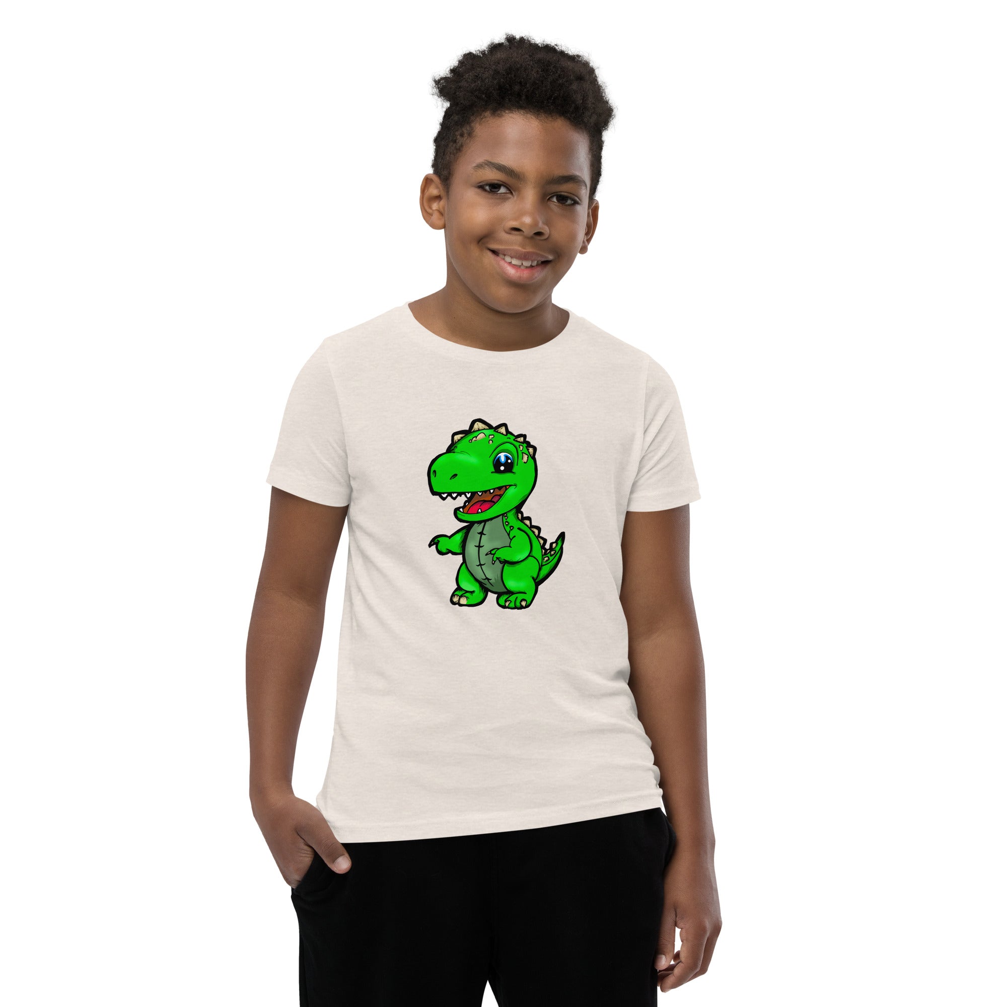 Dinky Dino Green Youth Boys Short Sleeve T-Shirt