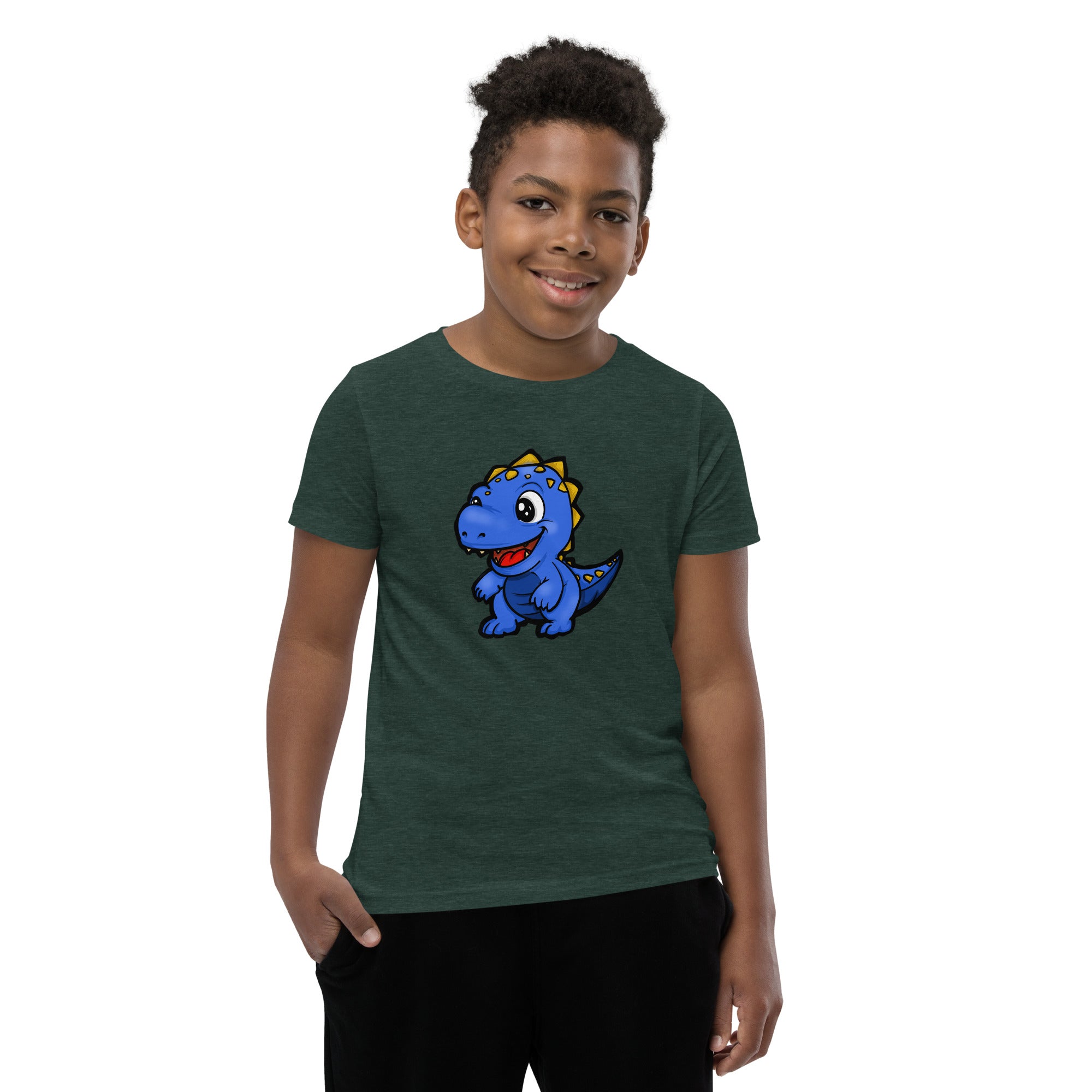 Dinky Dino Blue Youth Boys Short Sleeve T-Shirt