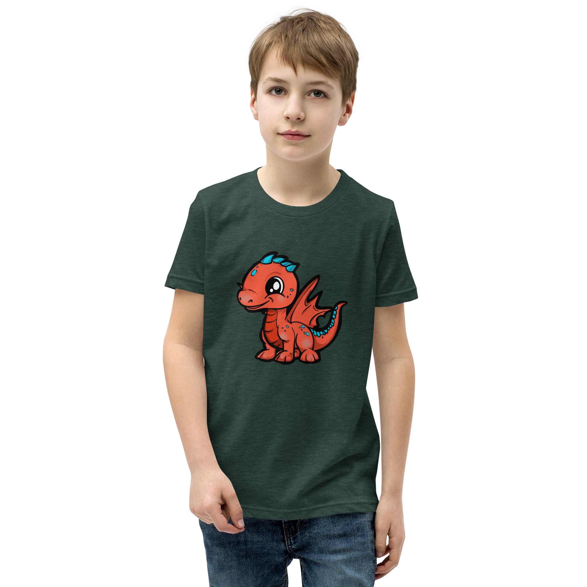 Dinky Dino Peach Youth Boys Short Sleeve T-Shirt