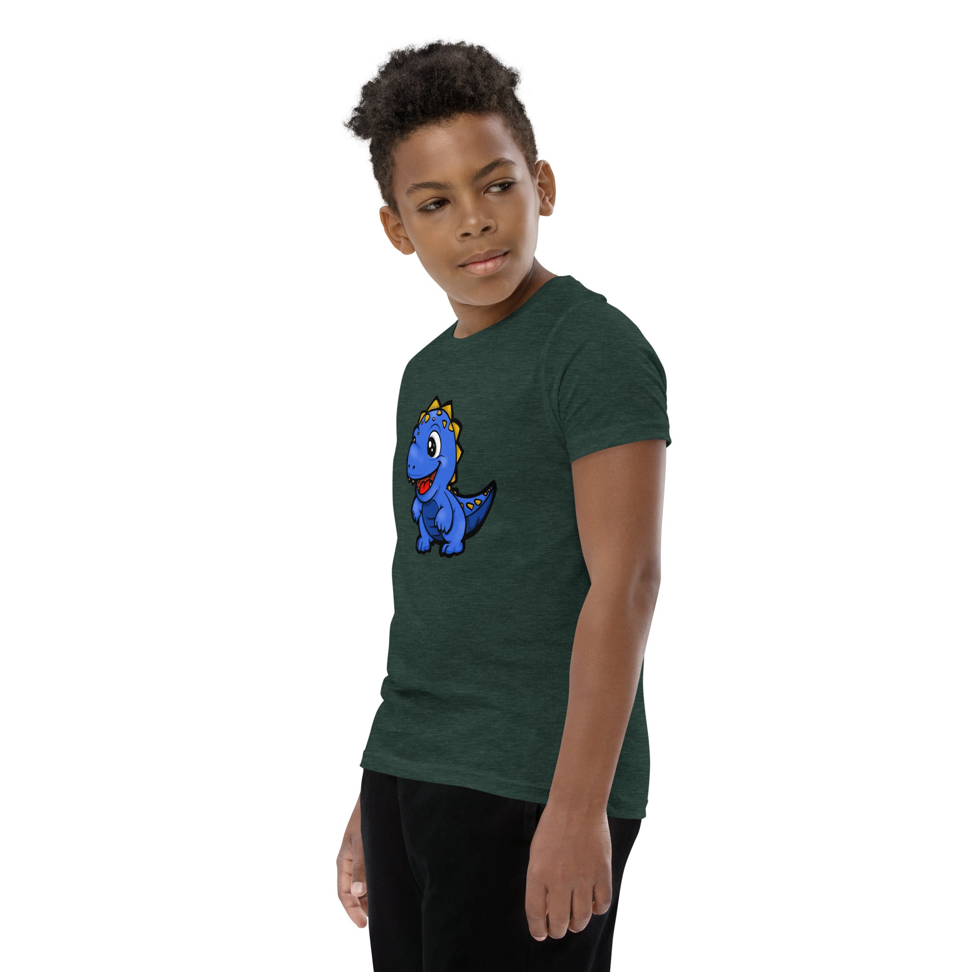 Dinky Dino Blue Youth Boys Short Sleeve T-Shirt