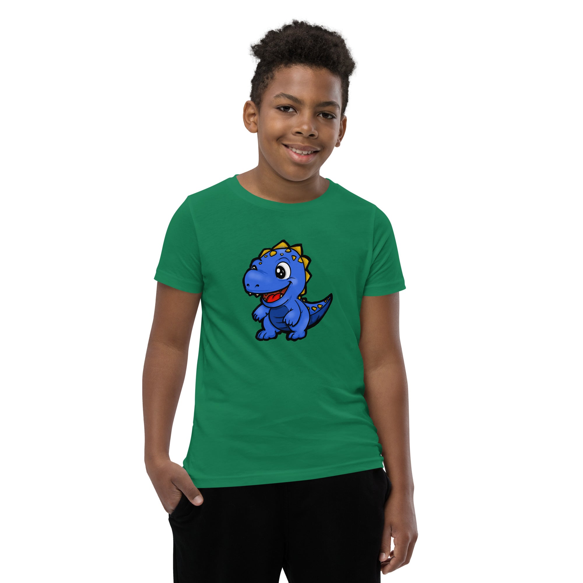 Dinky Dino Blue Youth Boys Short Sleeve T-Shirt