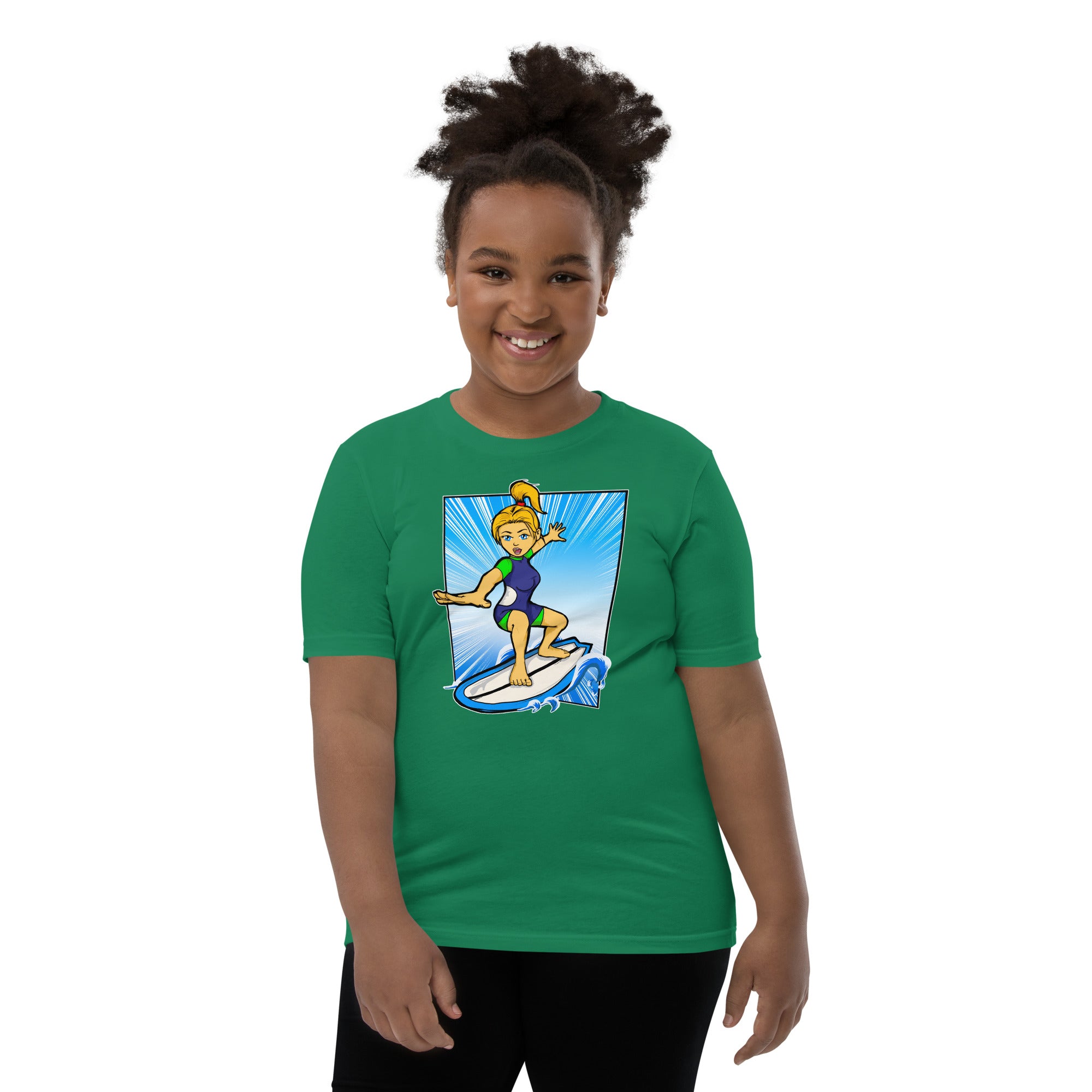 Bee Surfing Youth Girls Short Sleeve T-Shirt