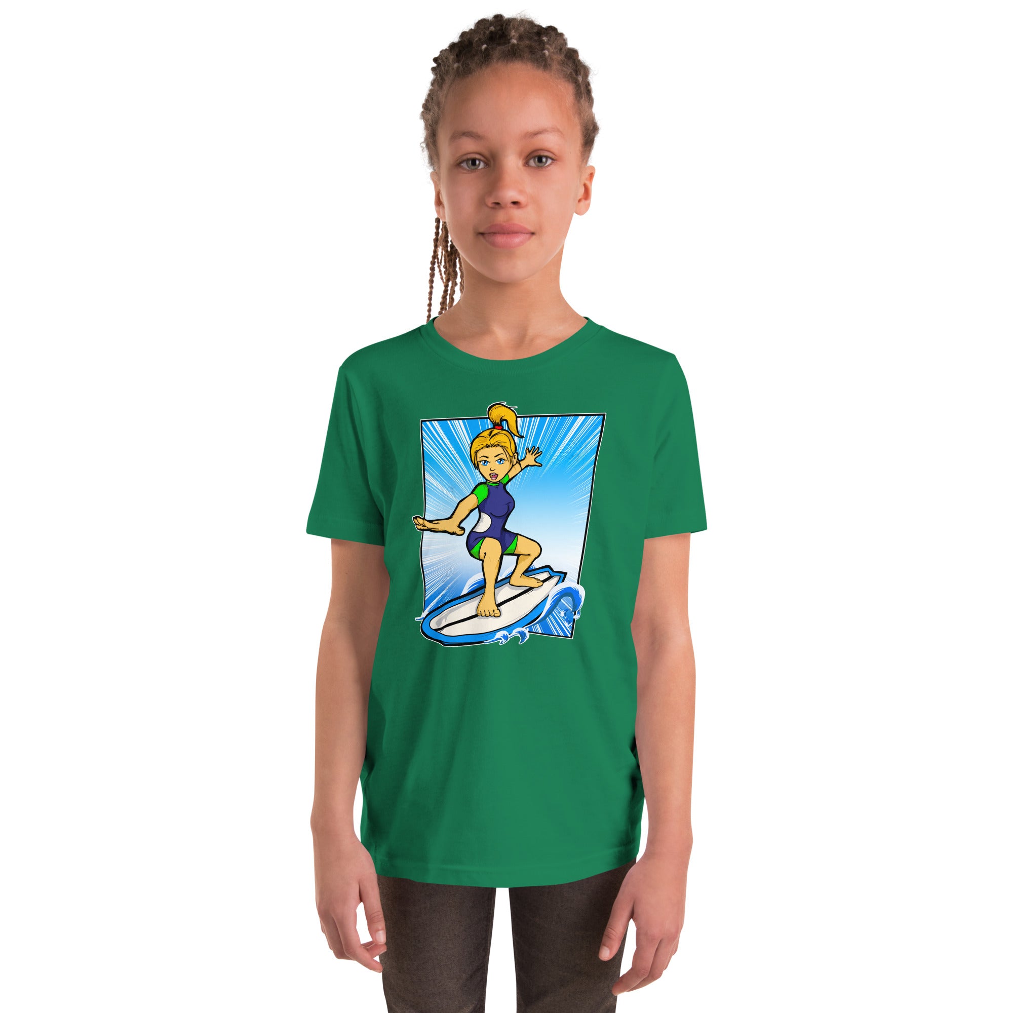 Bee Surfing Youth Girls Short Sleeve T-Shirt