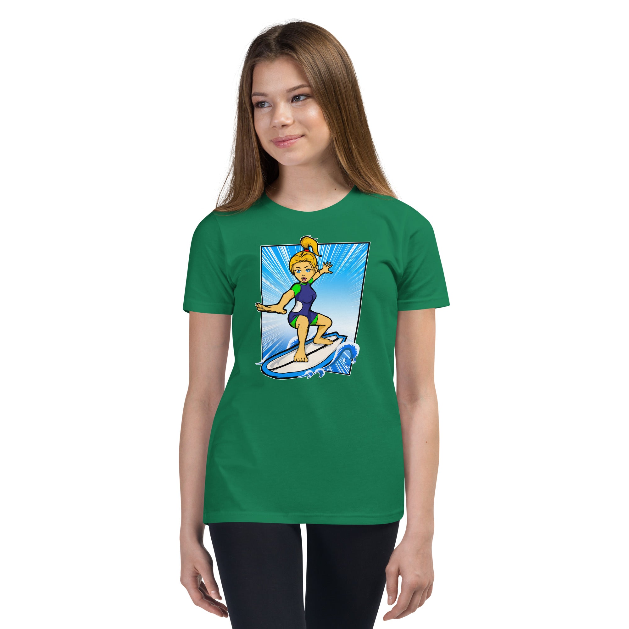 Bee Surfing Youth Girls Short Sleeve T-Shirt