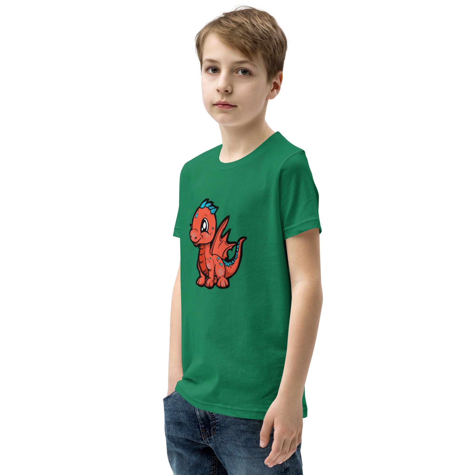 Dinky Dino Peach Youth Boys Short Sleeve T-Shirt