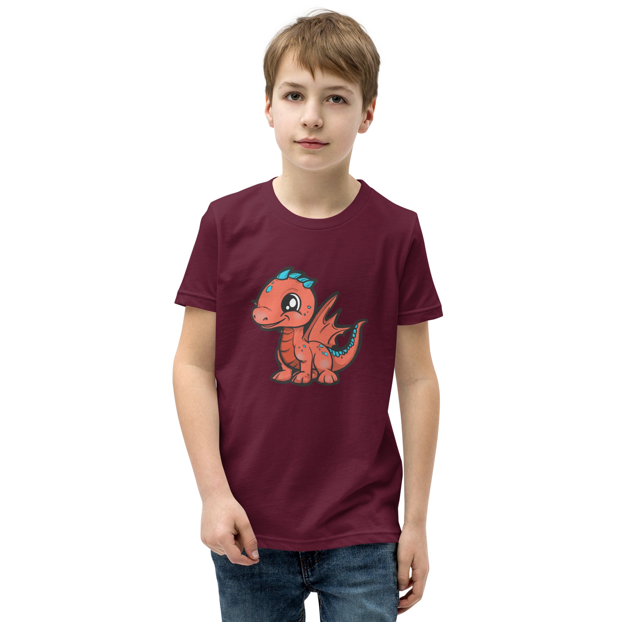 Dinky Dino Peach Youth Boys Short Sleeve T-Shirt