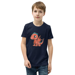 Dinky Dino Peach Youth Boys Short Sleeve T-Shirt