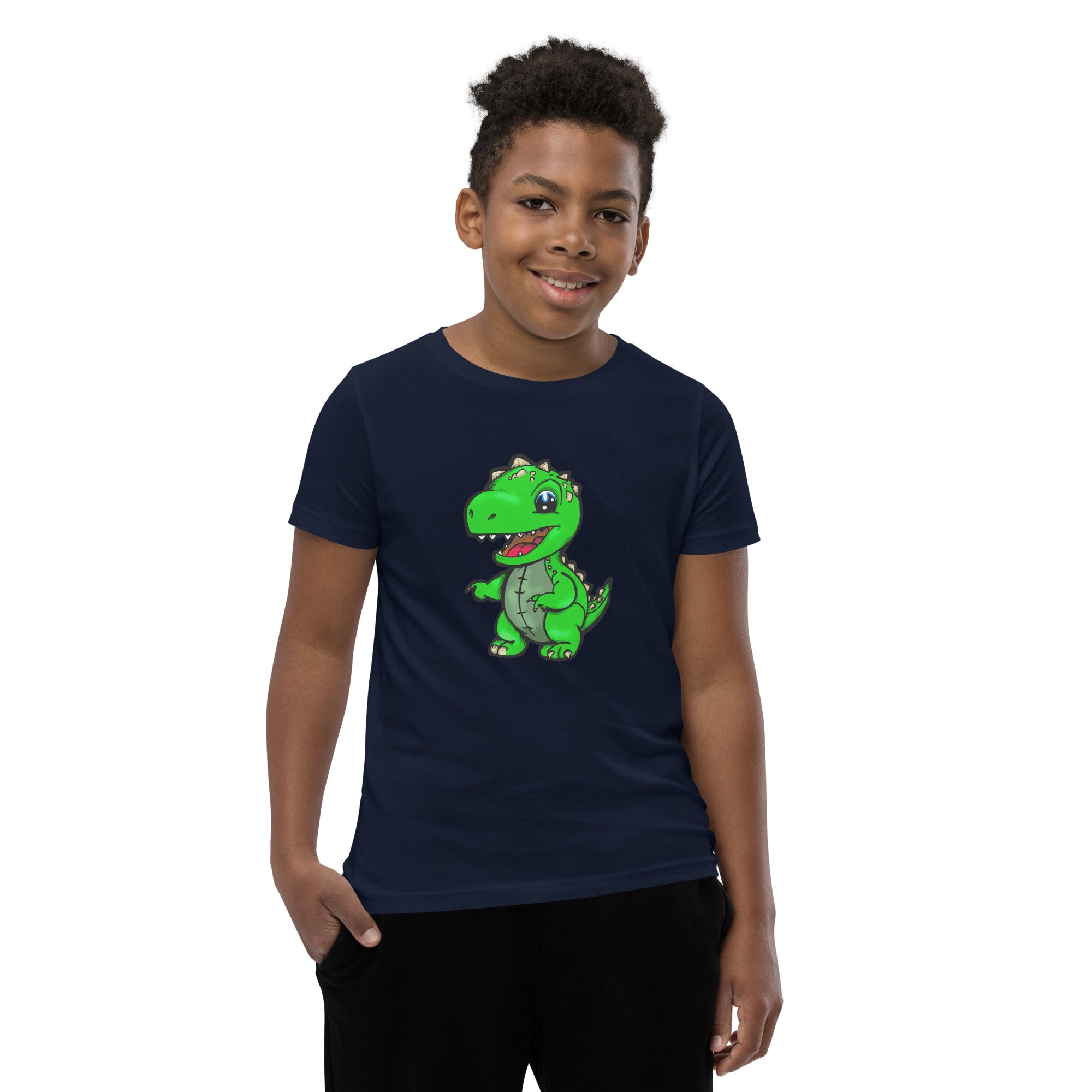 Dinky Dino Green Youth Boys Short Sleeve T-Shirt