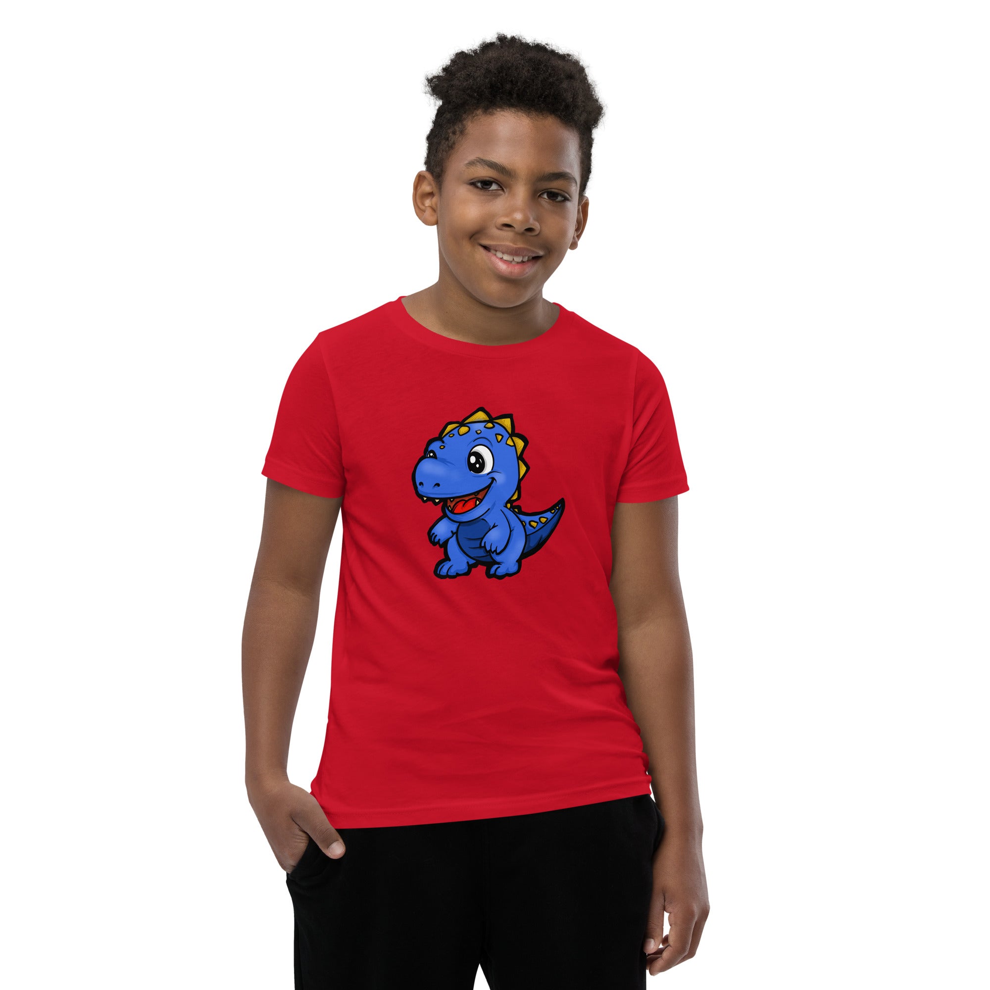 Dinky Dino Blue Youth Boys Short Sleeve T-Shirt