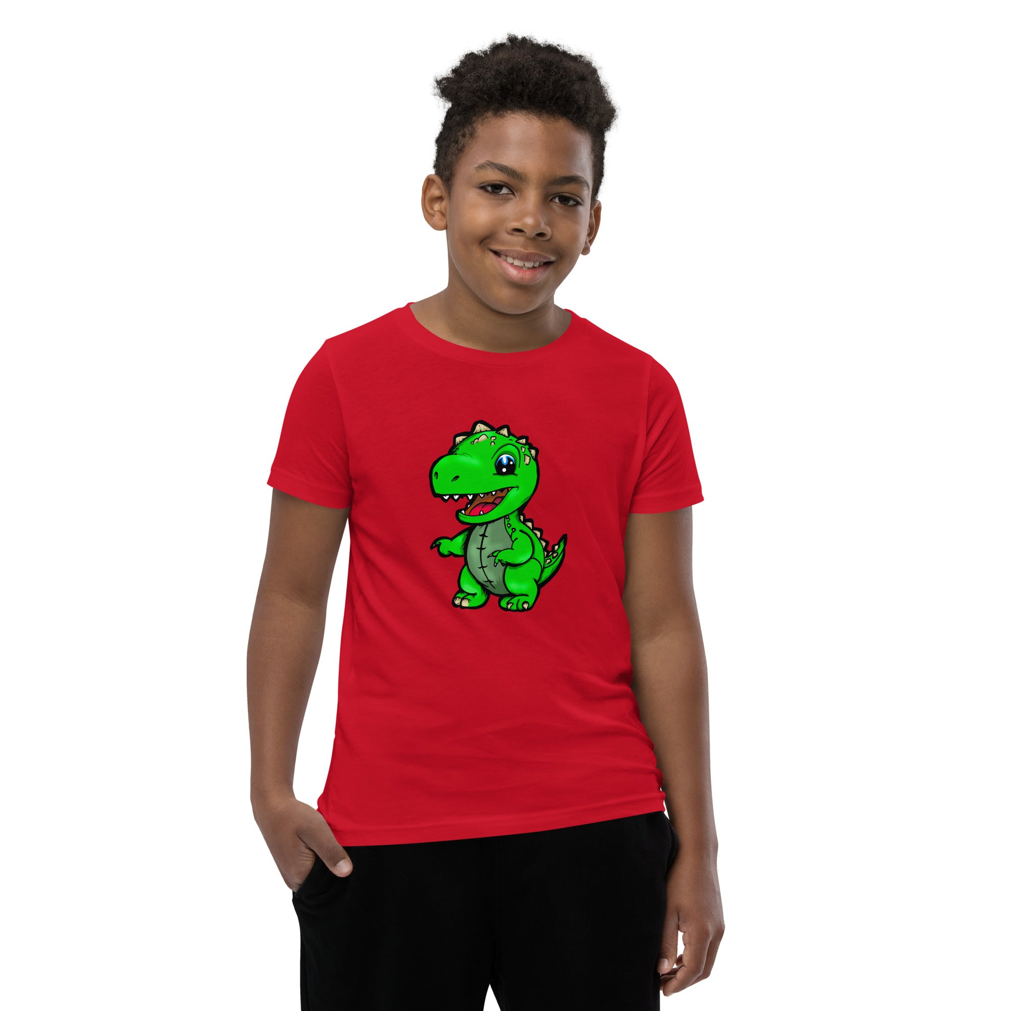 Dinky Dino Green Youth Boys Short Sleeve T-Shirt