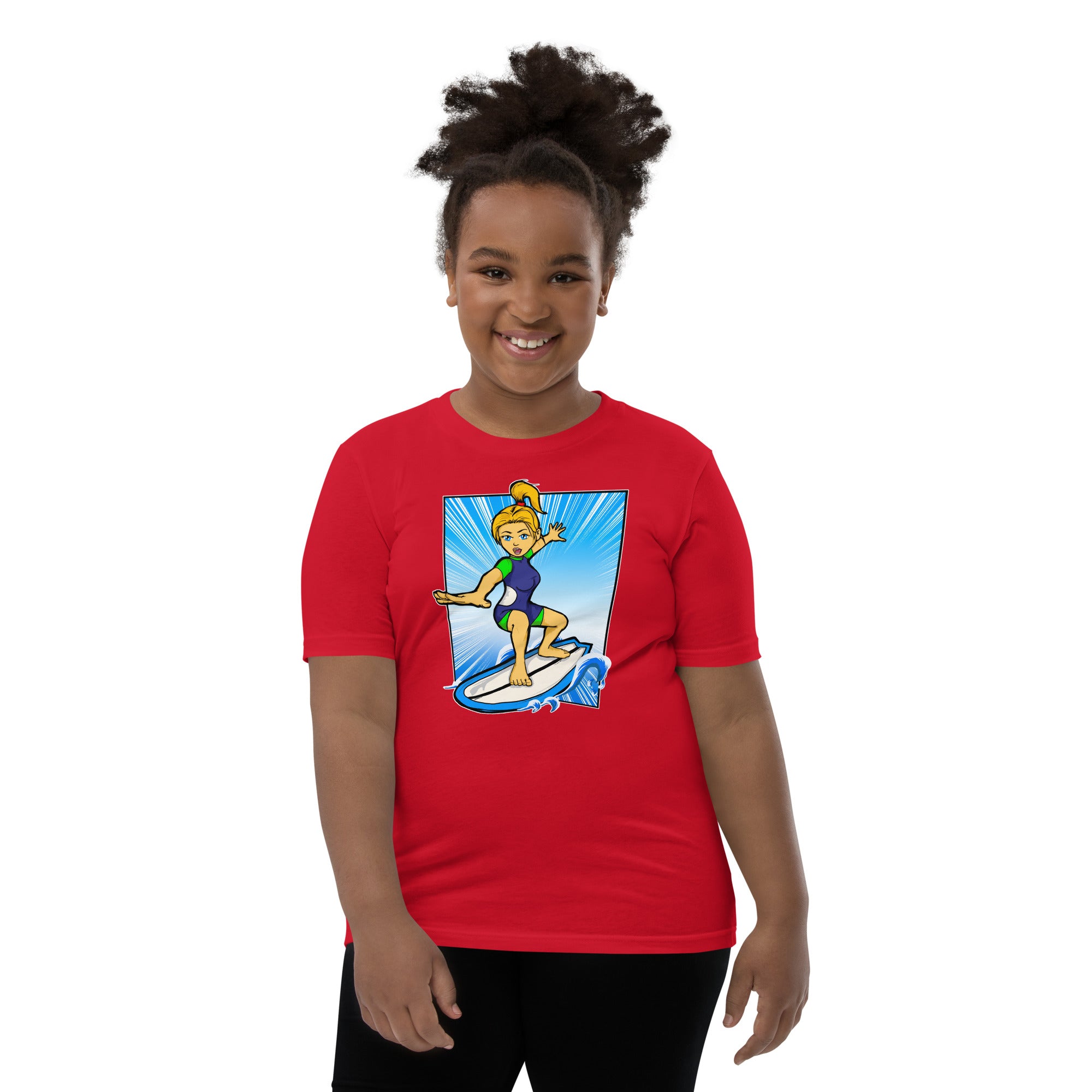 Bee Surfing Youth Girls Short Sleeve T-Shirt