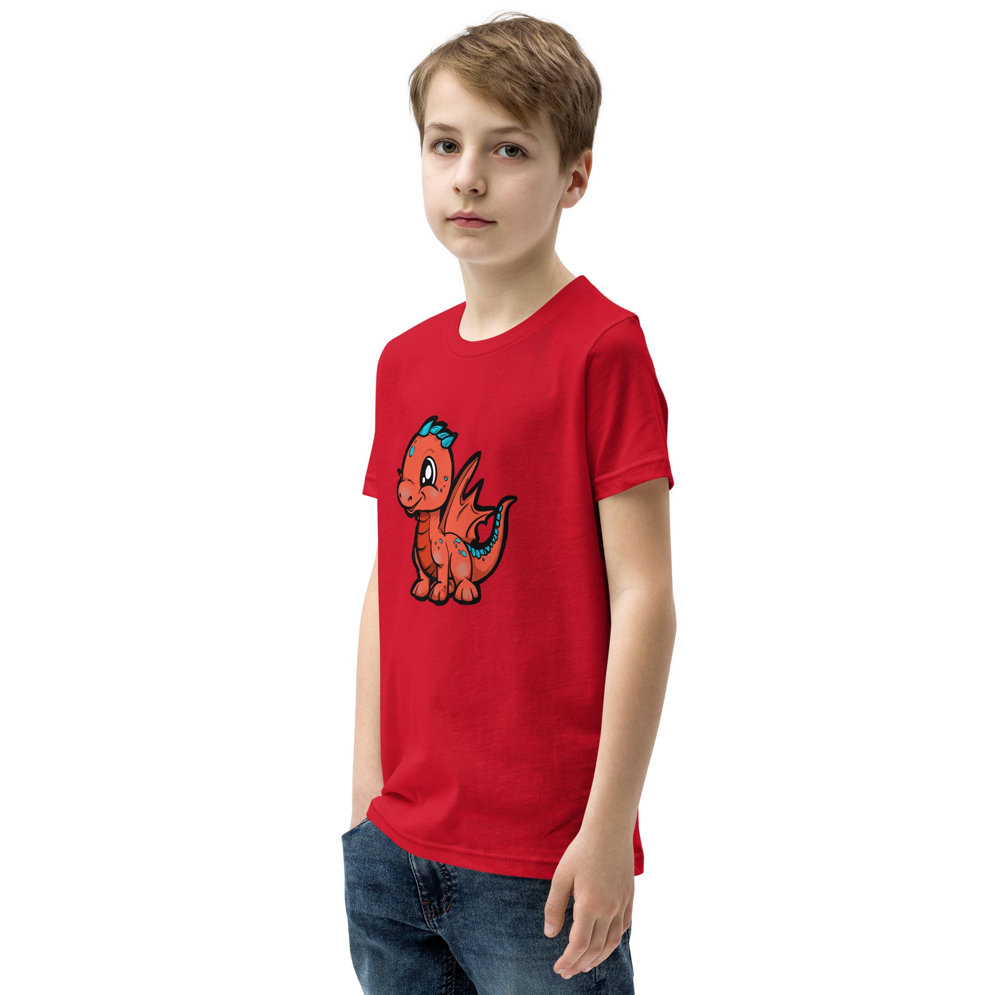 Dinky Dino Peach Youth Boys Short Sleeve T-Shirt