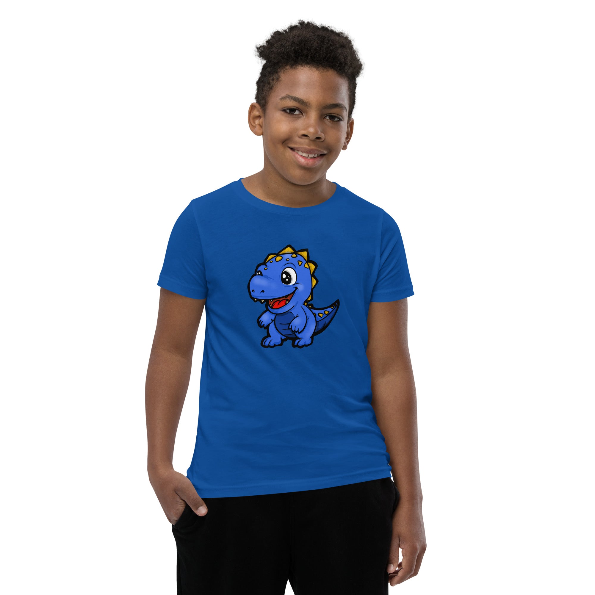 Dinky Dino Blue Youth Boys Short Sleeve T-Shirt