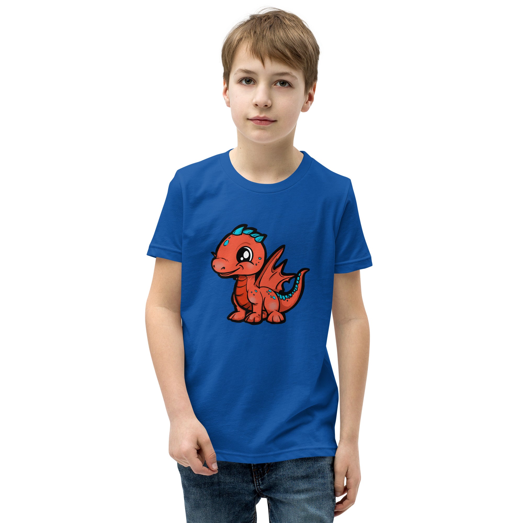 Dinky Dino Peach Youth Boys Short Sleeve T-Shirt