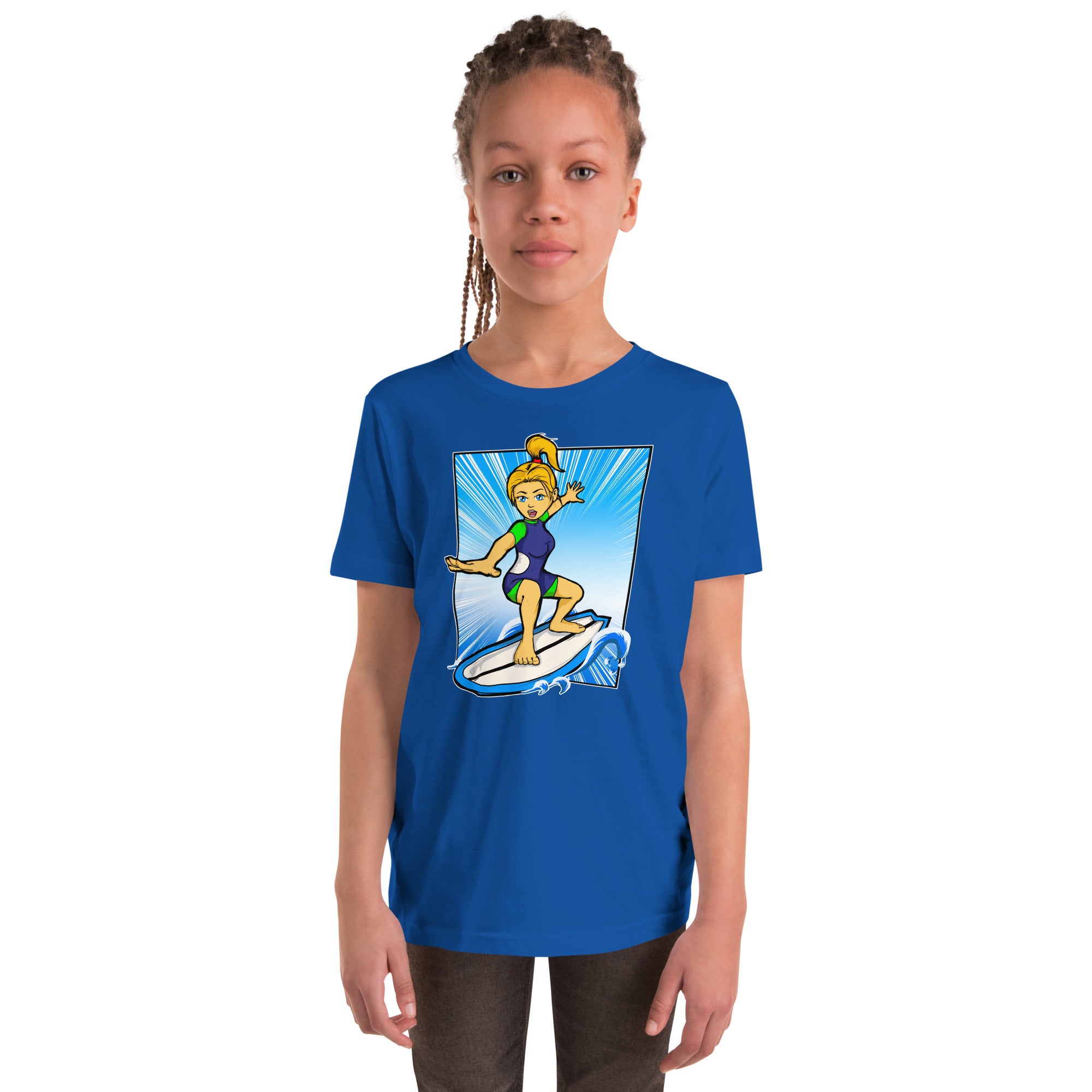 Bee Surfing Youth Girls Short Sleeve T-Shirt