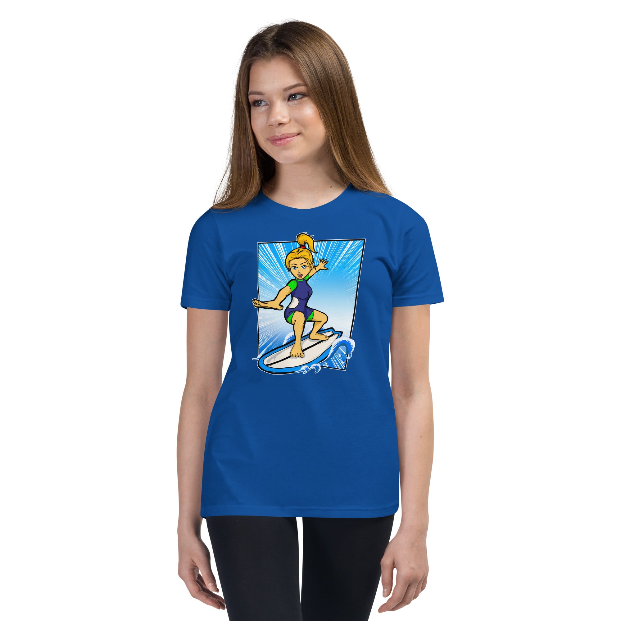 Bee Surfing Youth Girls Short Sleeve T-Shirt