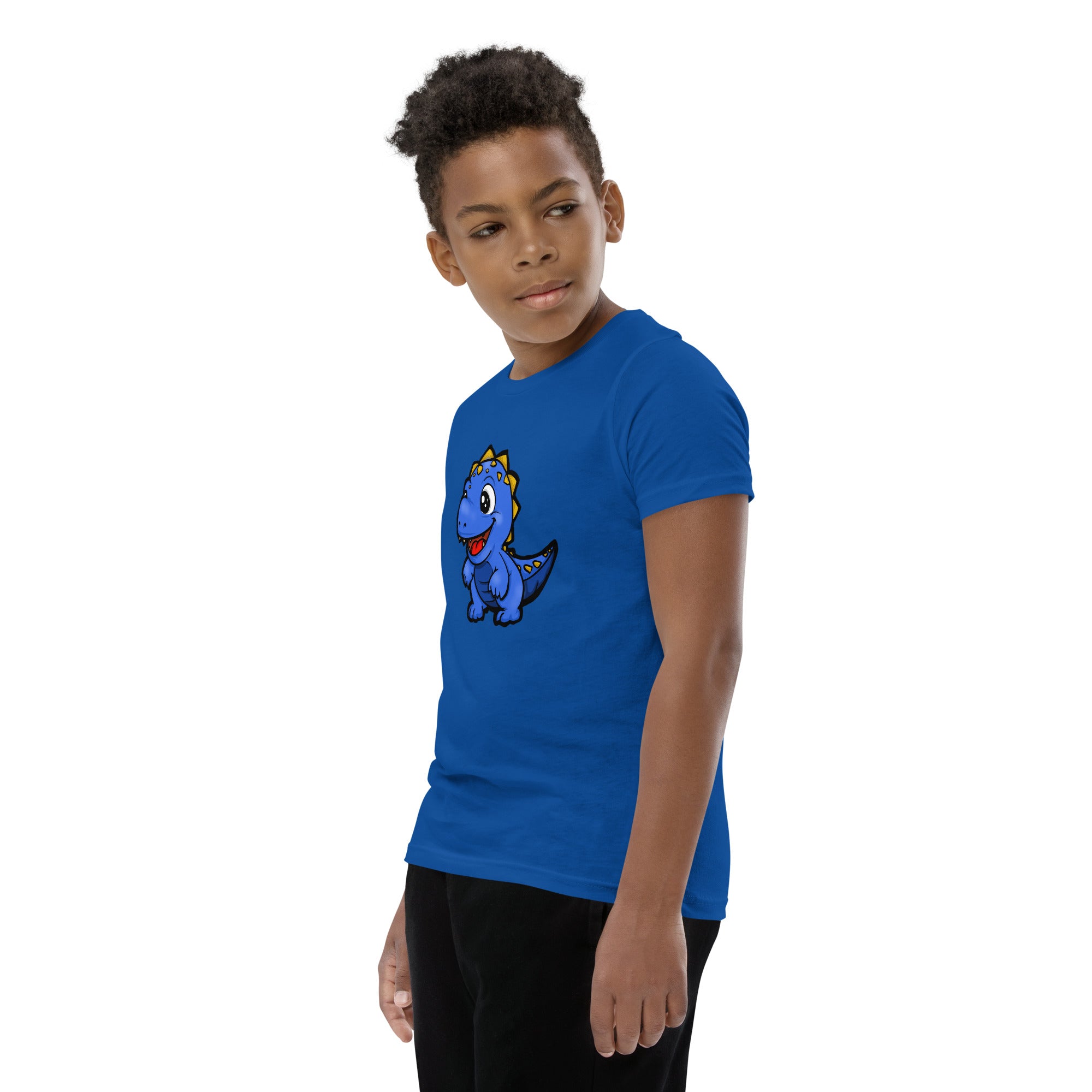 Dinky Dino Blue Youth Boys Short Sleeve T-Shirt