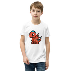 Dinky Dino Peach Youth Boys Short Sleeve T-Shirt