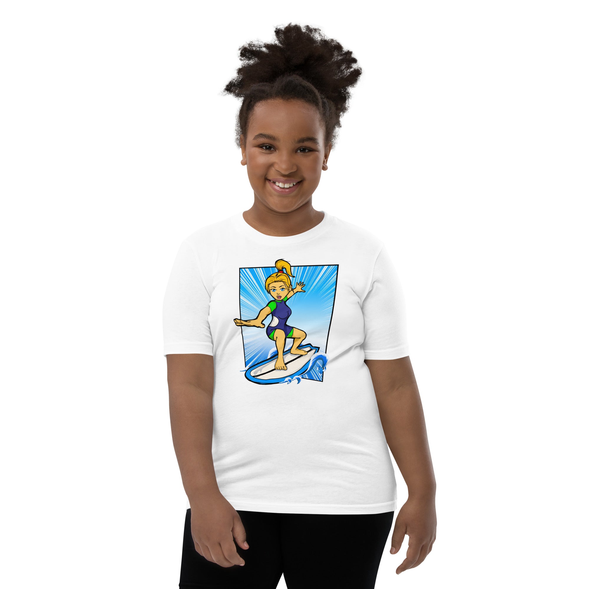 Bee Surfing Youth Girls Short Sleeve T-Shirt