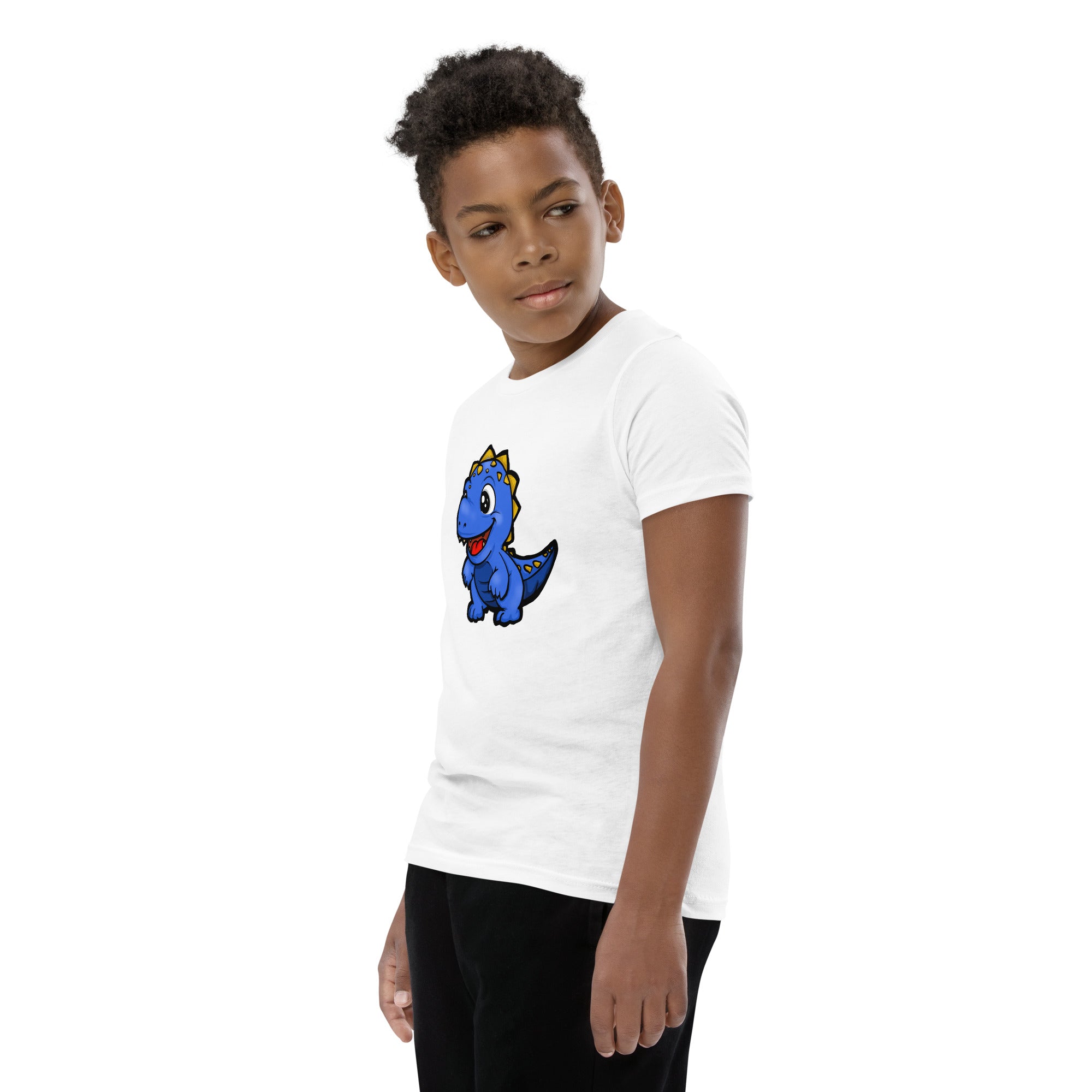 Dinky Dino Blue Youth Boys Short Sleeve T-Shirt