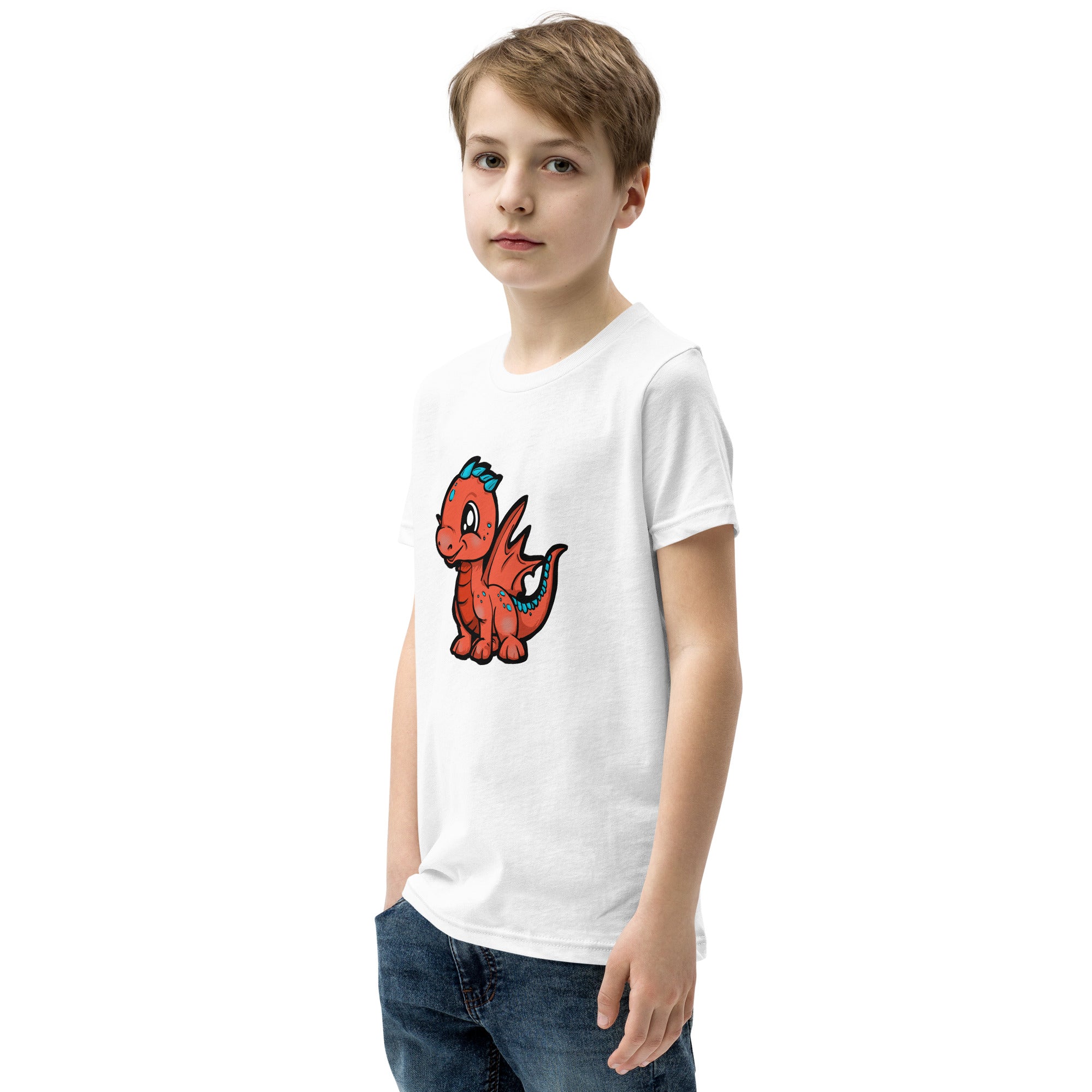 Dinky Dino Peach Youth Boys Short Sleeve T-Shirt